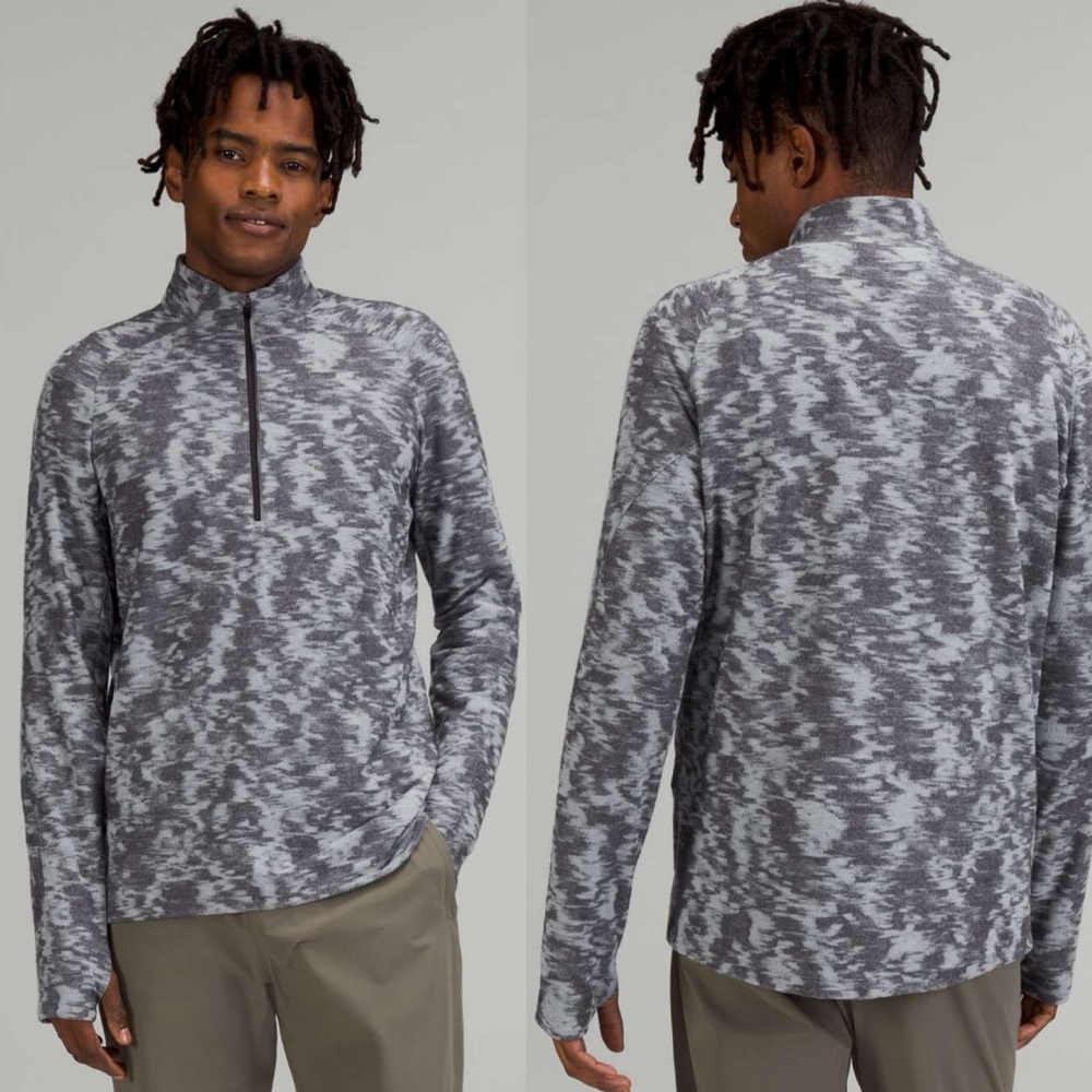 Lululemon Surge Warm Half Zip‎ Grey Mens Size Medium Winter Running LM3DBWS Rulu